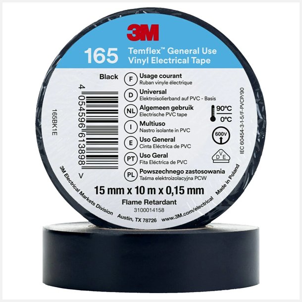 3M isolerbnd 165 15mm, sort