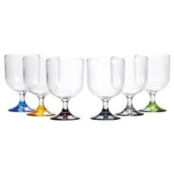 MB Vin glas med farvet bund, stablebar �7cm 200 ml. 6stk