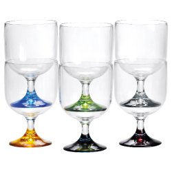 MB Vin glas med farvet bund, stablebar �7cm 200 ml. 6stk