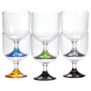 MB Vin glas med farvet bund, stablebar �7cm 200 ml. 6stk