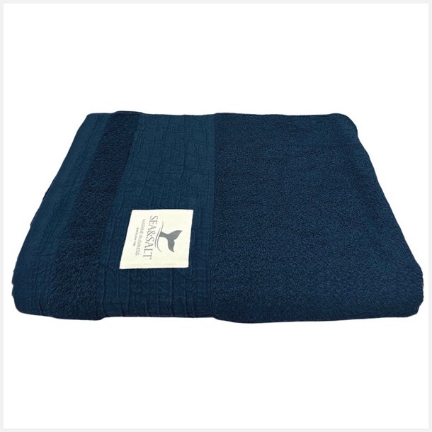 MB Sea & Salt badeh�ndkl�de i navy 180 x 100 cm i 100 procent bomuldsfrott�