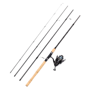 Rejse spinnestang med grafithjul og flettet line