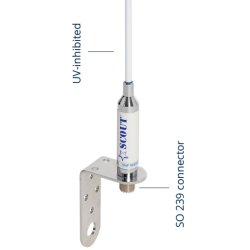 Scout KM-3F VHF glasfiber antenne 0,9m Kit m/beslag, 20m kabel & 2 stik