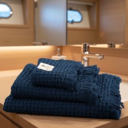 MB SEA &SALT H�ndkl�der Vaflet Navy 3 stk 30x50 - 50x100 - 70x140 cm